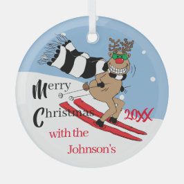 Kerstrudolph Skiing Glass Ornament