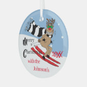 Kerstrudolph Skiing Glass Ornament (Voorkant links)