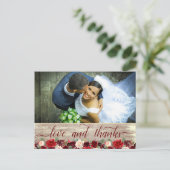 Kerstrustiek Boho Bourgondië Goud Bedankt Foto Briefkaart (Staand voorkant)
