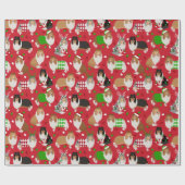 Kerstruw collie cadeaupapier (Vlak)