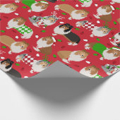 Kerstruw collie cadeaupapier (Hoek)