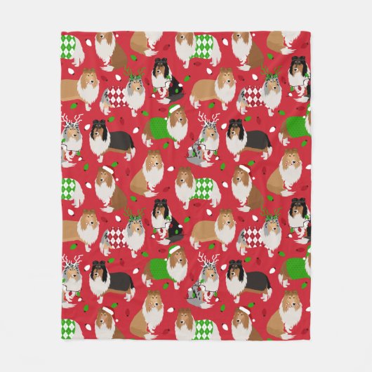 Kerstruw collie fleece deken (Voorkant)
