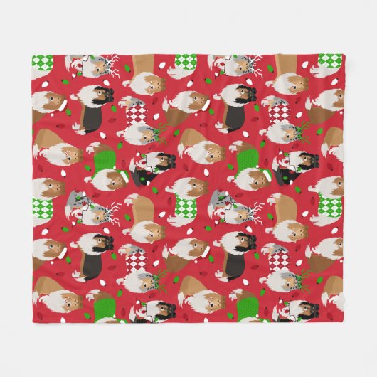 Kerstruw collie fleece deken (Voorkant (Horizontaal))