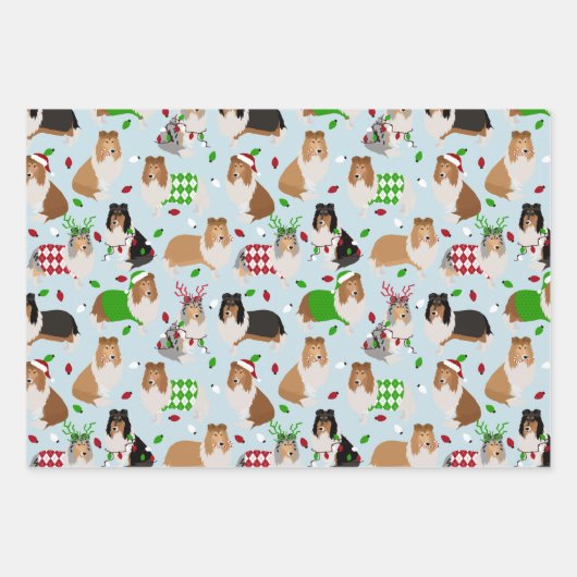 Kerstruw collie inpakpapier vel (Voorkant 3)