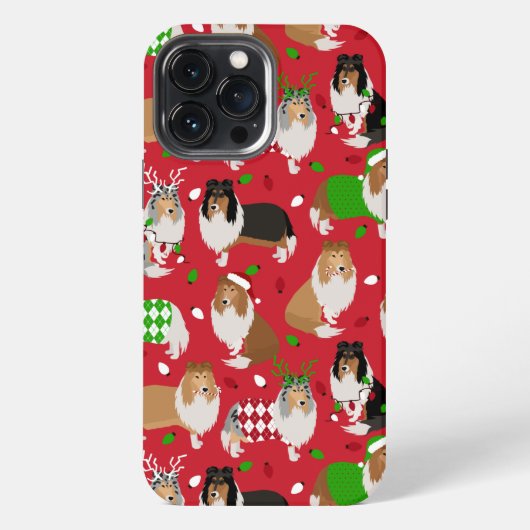 Kerstruw collie iPhone hoesje (Achterkant)