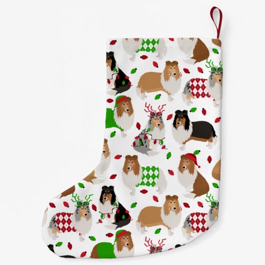 Kerstruw collie kleine kerstsok (Achterkant)