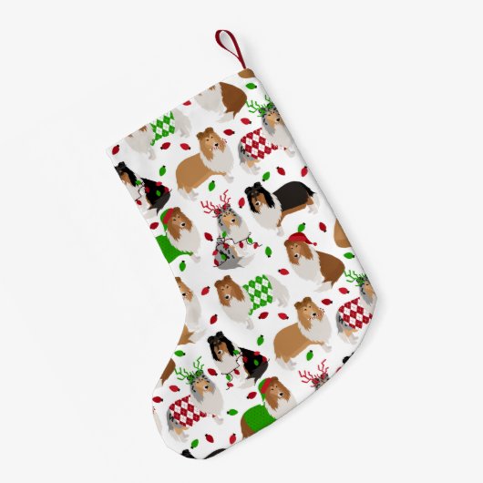 Kerstruw collie kleine kerstsok (Achterkant (Hangend))