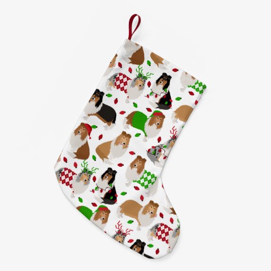 Kerstruw collie kleine kerstsok (Voorkant (Hangend))