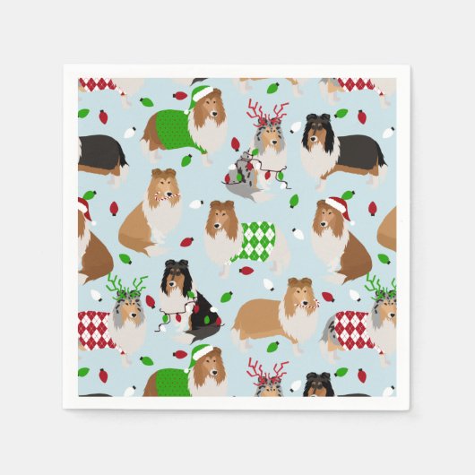 Kerstruw Collie Napkins Servet (Voorkant)