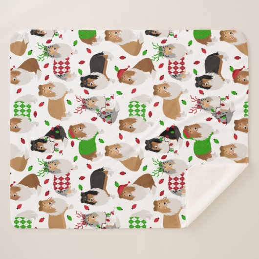 Kerstruw Collie Sherpa Blanket Deken (Voorkant (horizontaal))