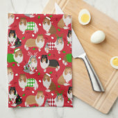 Kerstruw collie theedoek (Quarter Fold)