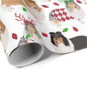 Kerstruw Collie Wrapping Paper Cadeaupapier (Rol Hoek)