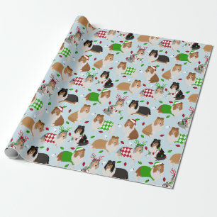 Kerstruw Collie Wrapping Paper Cadeaupapier