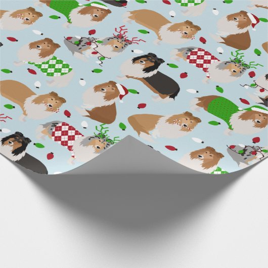 Kerstruw Collie Wrapping Paper Cadeaupapier (Hoek)