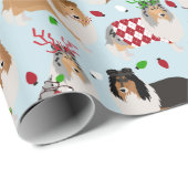 Kerstruw Collie Wrapping Paper Cadeaupapier (Rol Hoek)
