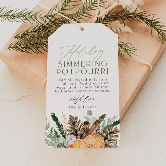 Kersts simmerende potpourri cadeaubijslage cadeaulabel