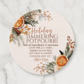 Kersts simmerende potpourri kerstcadeau bedankjes labels (Voorkant)