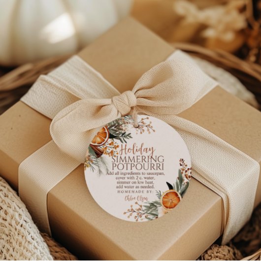 Kersts simmerende potpourri kerstcadeau bedankjes labels