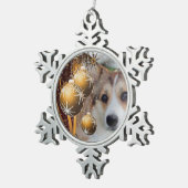 Kerstsable Corgi Tin Sneeuwvlok Ornament (Rechts)