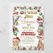 Kerstsafari wild op een eerste verjaardag kaart (Voorkant)