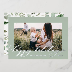 Kerstsage groen 1 foto botanisch schrift folie feestdagenkaart