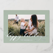 Kerstsage groen 1 foto botanisch schrift folie feestdagenkaart (Voorkant)