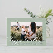 Kerstsage groen 1 foto botanisch schrift folie feestdagenkaart (Staand Voorkant)