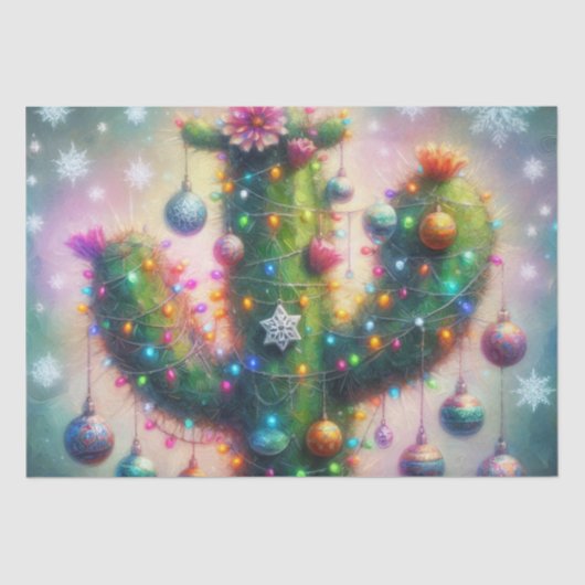 Kerstsaguaro Cactus grillige decoupage Tissuepapier (Voorkant)
