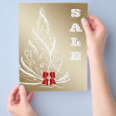 Kerstsalefolder Gouden Boom Rode Strik Flyer (Hand)