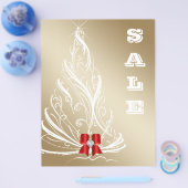Kerstsalefolder Gouden Boom Rode Strik Flyer (Enkel)