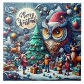 Kerstsamenkomst onder een grillige uil tegeltje (Voorkant)