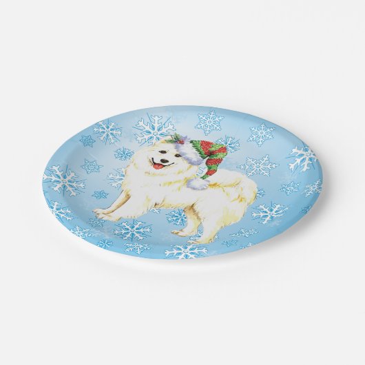 KerstSamoyed Papieren Bordje (Gekanteld)