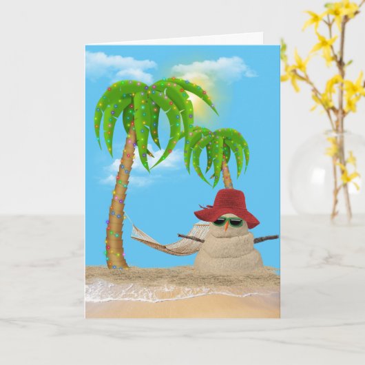 Kerstsandman met palmbomen kaart (Gele Bloem)