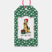KerstSanta Airedale Terrier HO HO Cute Cadeaulabel (Voorkant)