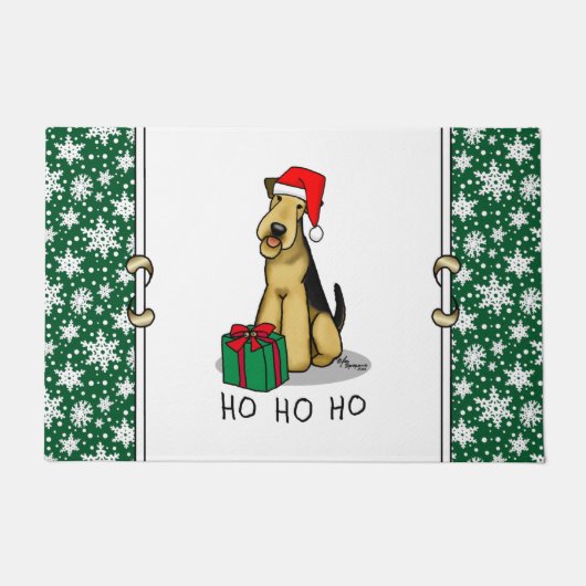 KerstSanta Airedale Terrier HO HO Cute Deurmat (Voorkant)