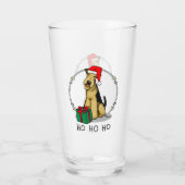 KerstSanta Airedale Terrier HO HO Cute Glas (Achterkant)