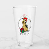 KerstSanta Airedale Terrier HO HO Cute Glas (Voorkant)