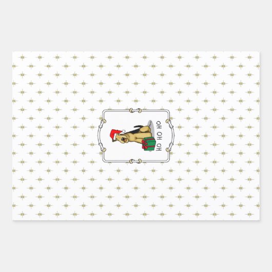 KerstSanta Airedale Terrier HO HO Cute Inpakpapier Vel (Voorkant 3)