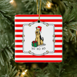 KerstSanta Airedale Terrier HO HO Cute Keramisch Ornament