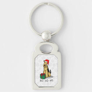 KerstSanta Airedale Terrier HO HO Cute Sleutelhanger