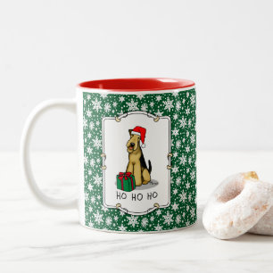 KerstSanta Airedale Terrier HO HO Cute Tweekleurige Koffiemok