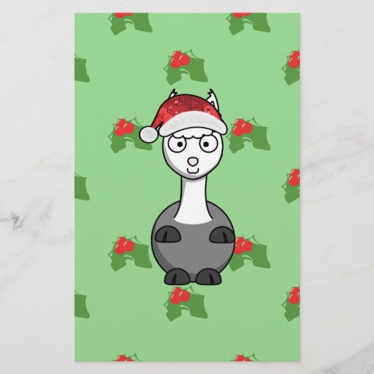 kerstsanta Alpaca Briefpapier (Voorkant)