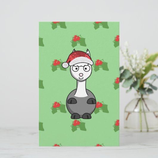kerstsanta Alpaca Briefpapier (Staand voorkant)