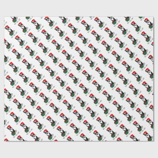 KerstSanta Boston Terrier (zwart) Cute Cadeaupapier (Vlak)