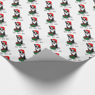 KerstSanta Boston Terrier (zwart) Cute Cadeaupapier