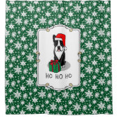 KerstSanta Boston Terrier (zwart) Cute Douchegordijn (Voorkant)