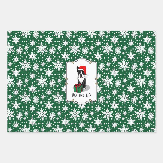 KerstSanta Boston Terrier (zwart) Cute Inpakpapier Vel (Voorkant)