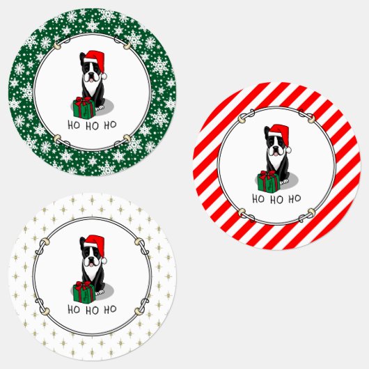KerstSanta Boston Terrier (zwart) Cute Labels (Groep)