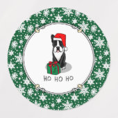 KerstSanta Boston Terrier (zwart) Cute Labels (Design 1)