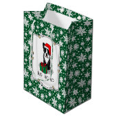 KerstSanta Boston Terrier (zwart) Cute Medium Cadeauzakje (Voorkant Gekanteld)